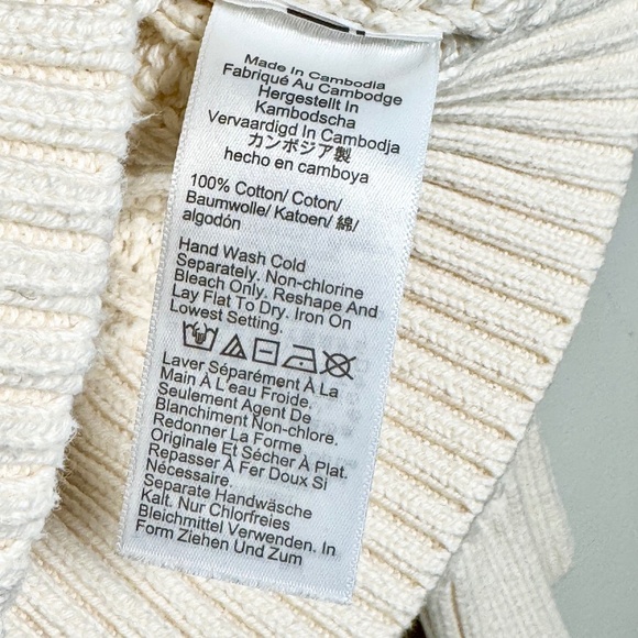 J. Crew Cotton Cable Knit Puff Sleeve Crewneck Sweater Sz L - Picture 4 of 6